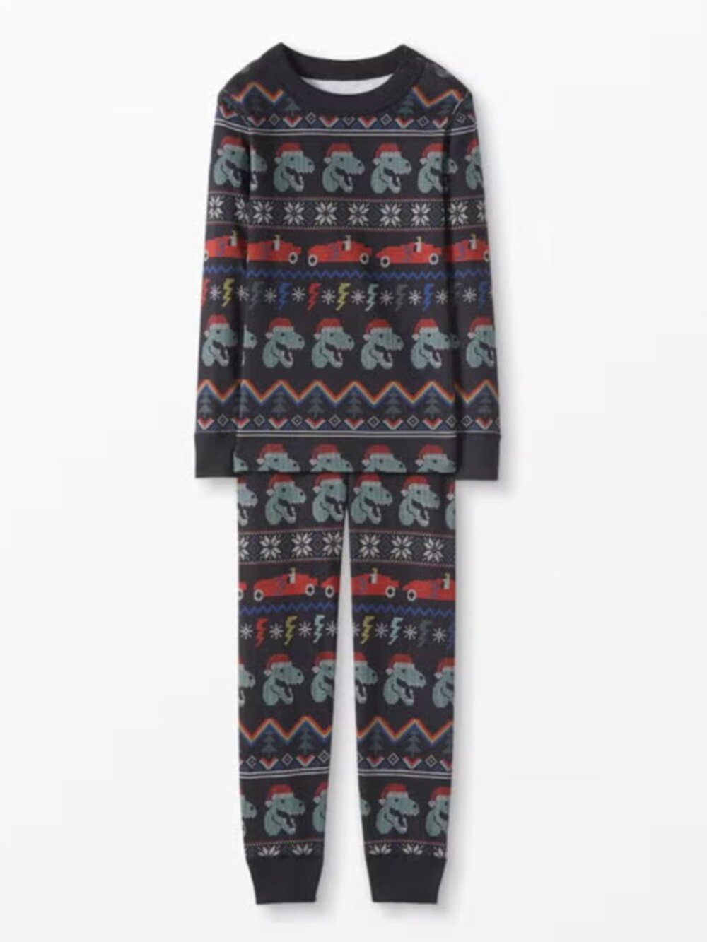 Hanna Andersson HannaJams Long John Pajama Set Dino Fair Isle - Size 4 100